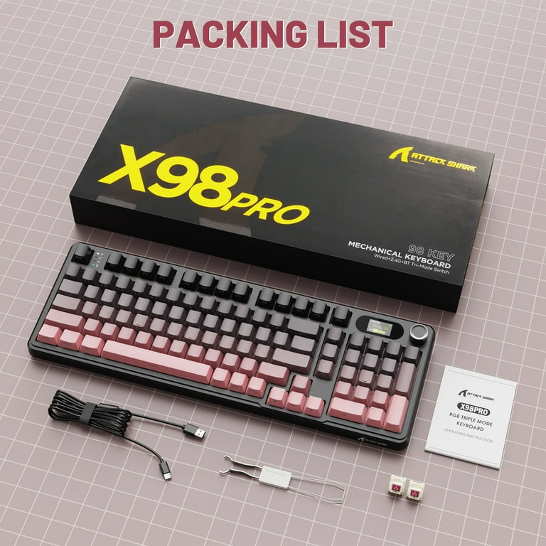 ATTACK SHARK X98PRO Wireless Gaming Keyboard, 99 Keys Wireless