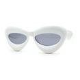 thumbnail image 2 of Womens Bold Balloon Bloated Thick Rim Oversize Cat Eye Sunglasses White Black, 2 of 4