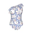 thumbnail image 5 of Wukai Rabbit And Floral Chic One Shoulder Swimwear with Ruffle Design and Tummy Control Skirt: Fashionable, Supportive, Comfortable for Beach-X-Large, 5 of 7