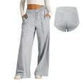thumbnail image 2 of CPNG Girls Solid Color Drawstring Sweatpants Trendy Loose Wide Leg Sweat Pants Elastic High Waist Baggy Joggers(Grey,10-11 Years), 2 of 6