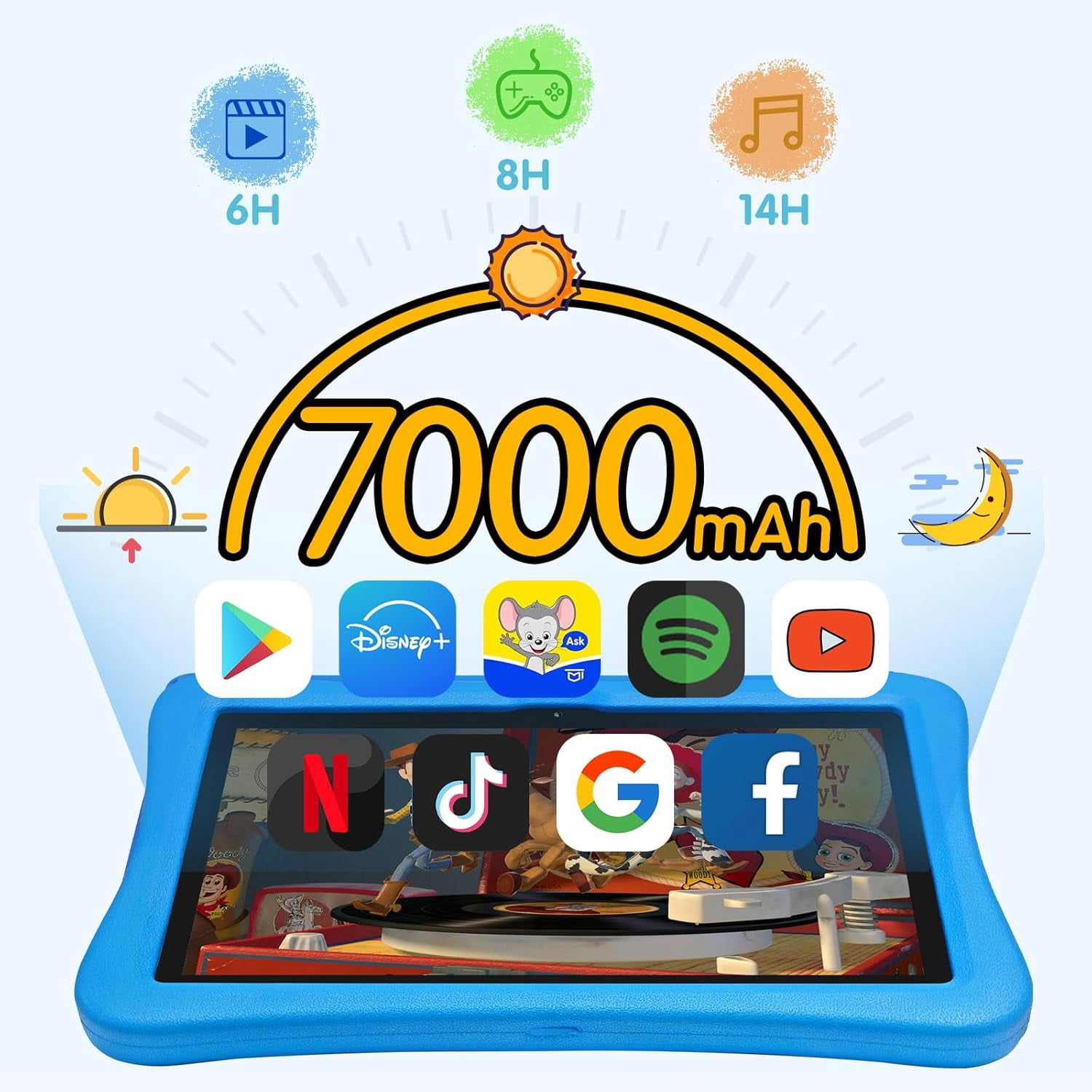 YYSWIE Kids Tablet 10.1 inch - 4GB RAM 64GB Android Tablet for Ages 3-12 with Parental Control, Stylus & Case