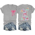 thumbnail image 2 of Conairie Easter Day Shirts For Womens Rabbit Graphic Crew Neck Short Sleeve T-Shirt Holiday Comfy Soft Tunic Tops Pullover Outfits Light Gray S, 2 of 3