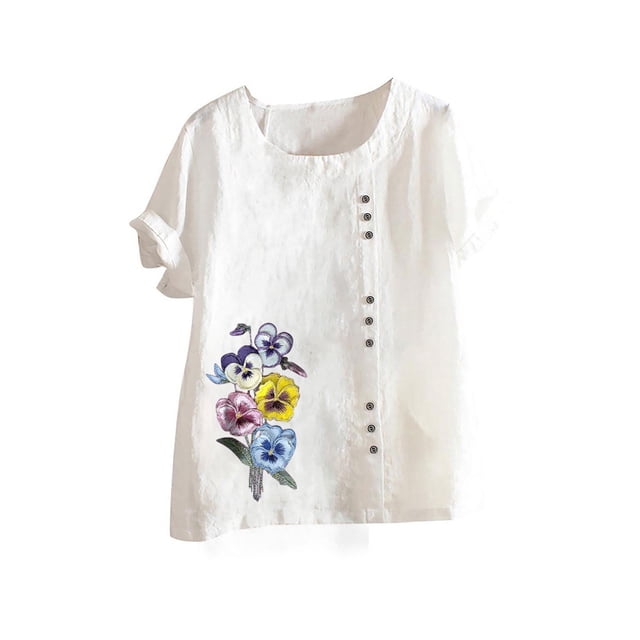 Camisetas de Manga Corta para Mujeres, Camiseta de Manga Corta Impresa Casual Hecha de 95% Poliéster 5% Spandex para Todas las Estaciones, Camisetas de Manga Corta para Mujeres