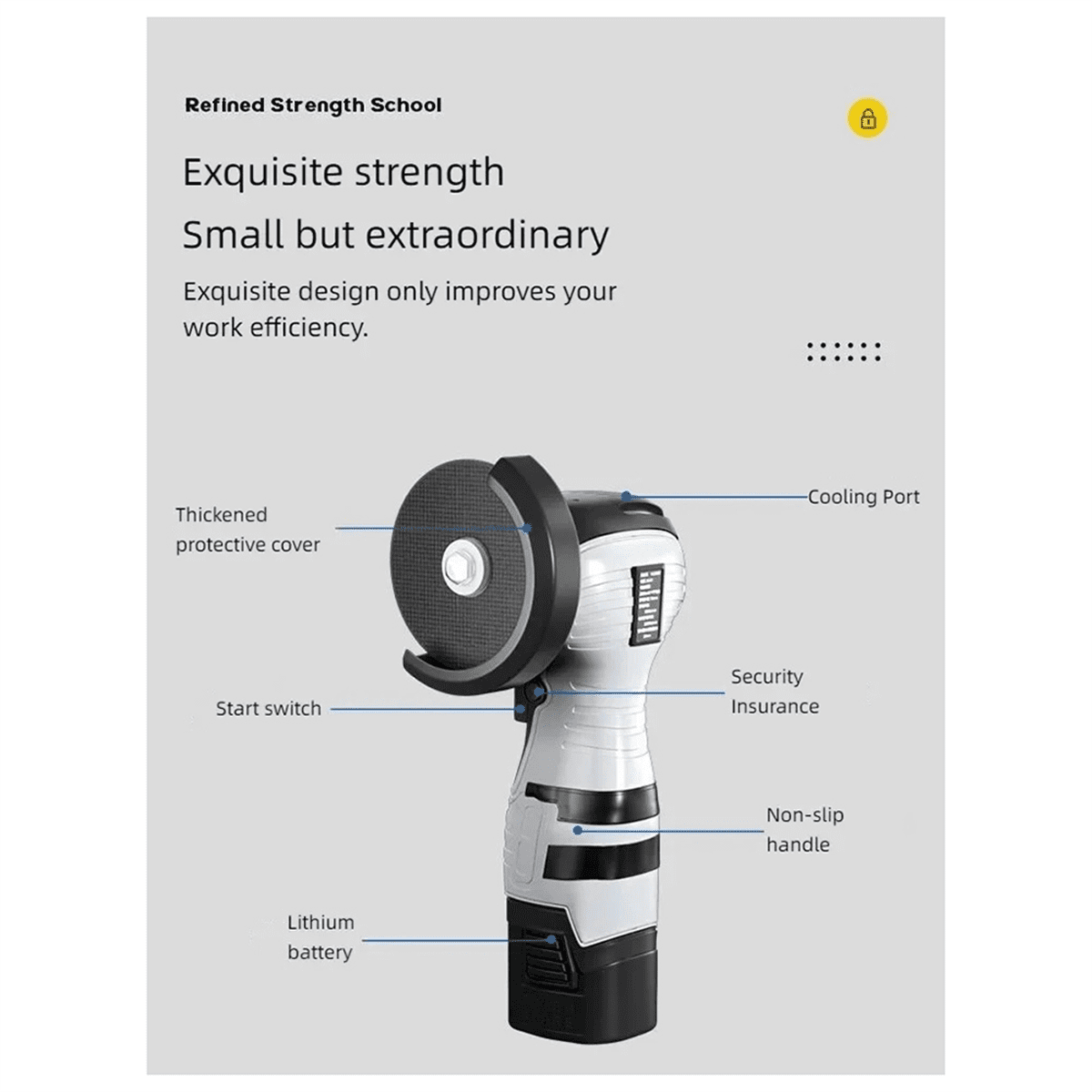 16.8V Cordless Electric Angle Grinder 6500r/Min LithiumBattery Mini Polishing Grinding Machine Diamond Cutting Power(US),As Shown