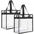thumbnail image 1 of Paquete de 2 bolsas de mano transparentes aprobadas para estadios, bolsas de playa de plástico grandes de 12 x 6 x 12 pulgadas con asas, 1 of 4