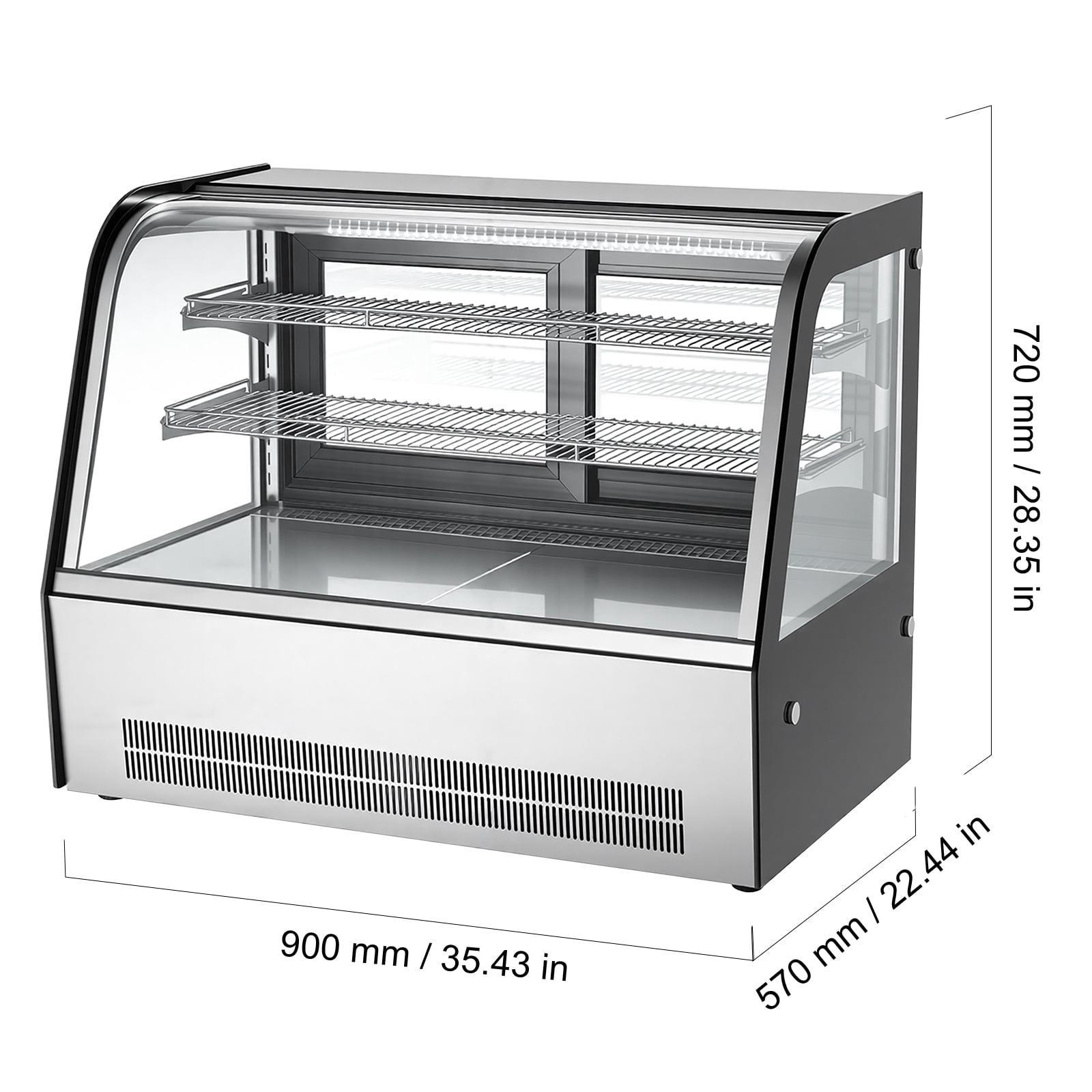 KFFKFF Refrigerated Countertop Display Case, 5 Cu.Ft./145L Capacity, 2-Tier Commercial Pastry Refrigerator with LED Lighting, Efficient Cooling System, Frost-Free Air Circulation, Ideal for Bakeries