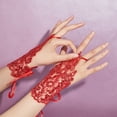 thumbnail image 3 of 3 Pairs Fingerless Rhinestone Gloves 3 Styles Lace Mesh Gloves Women Elegant Short Gloves Fingerless Floral Gloves Vintage Gloves for Bridal Wedding Opera Tea Party Wedding Party, 3 of 6
