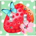 thumbnail image 1 of Metal Light Switch Plate Cover Floral Strawberry Butterfly Green Polka Dots FUT007, 1 of 13