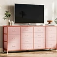 thumbnail image 1 of QinaQin Mueble para TV de 63 pulgadas con 14 cajones de tela y contactos integrados, ideal para pantallas de 65 a 75 pulgadas en sala o recámara, 1 of 9