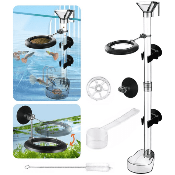 Aquarium Feeding Set, 5-in-1 with Precision Tube and Feeding Dish, for Targeted Feeding of Fish and Shrimp