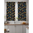 thumbnail image 3 of Sheer Curtains 72 inches Long 2 Panels Set Fall Leaf Watercolor Maple Leaf Berries Black Background Tiers Sheers Rod Pocket Small Window Short Curtains for Kitchen Cafe, Each 52" W x 72" L, 3 of 7