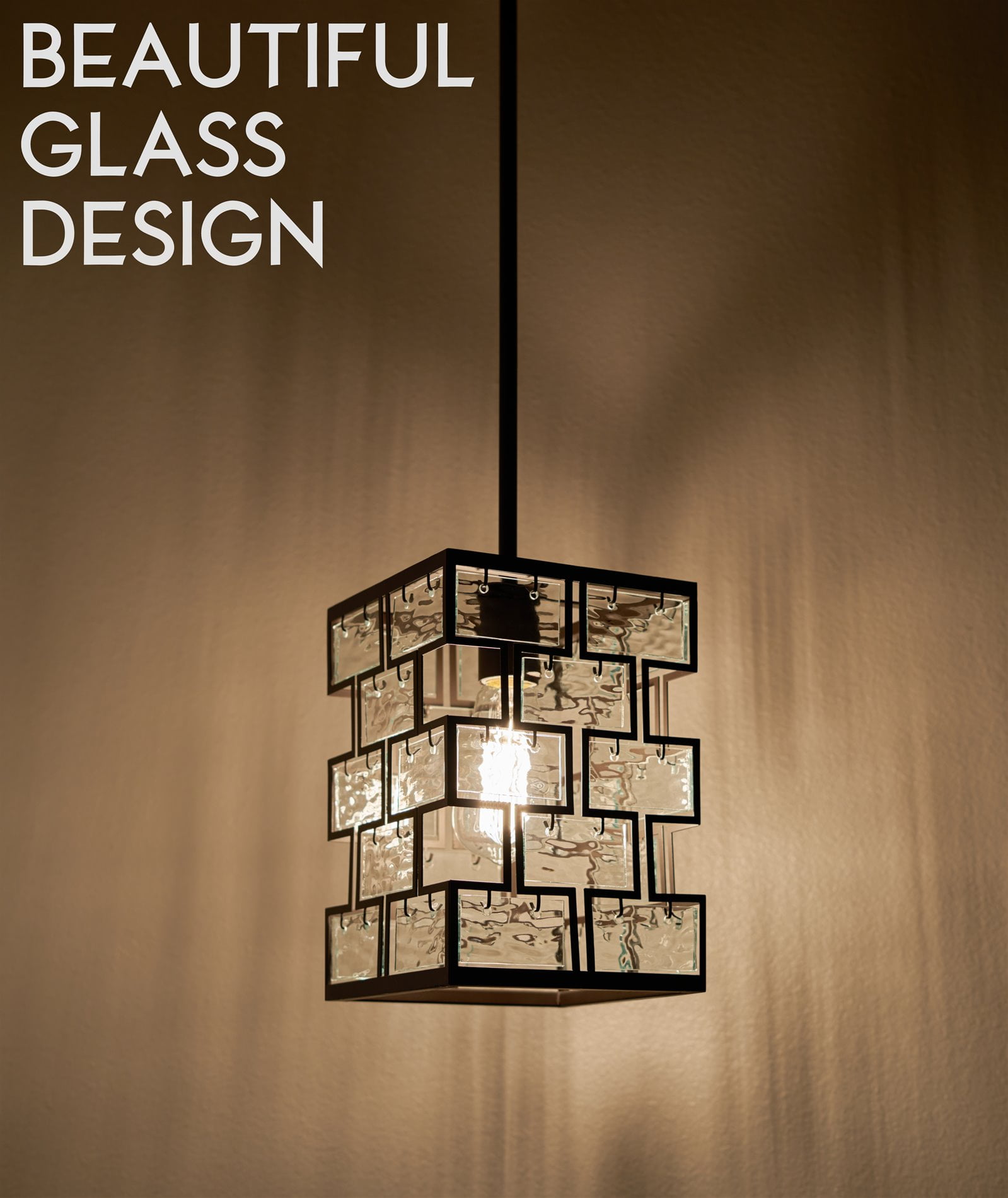 Kira Home Mirage 10 Modern 1-Light Pendant Light with Wavy Glass Panels Oil Rubbed Bronze Finish