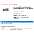 thumbnail image 2 of Left Driver Side Headlight Assembly - Compatible with 2006 - 2013 Chevy Impala 2007 2008 2009 2010 2011 2012, 2 of 2