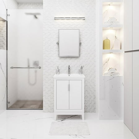 Water Creation Elise 24" Wood Single Bathroom Vanity in Pure White & Chrome