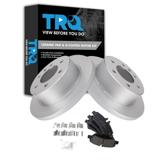 TRQ Rear Brake Pad and Rotor Set Ceramic G Coated Rotors Fits 2007-2009 Dodge Sprinter 2500 2007-2018 Freightliner 2500 2010-2018 Mercedes-Benz Sprinter 2500