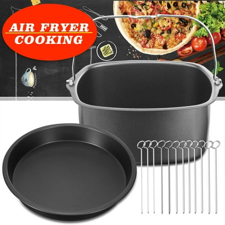 Air fryer Cooking Accessories Baking Dish + Pizza Pan + 12 Skewers airfryer Chicken Great