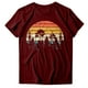 thumbnail image 3 of Gibobby Playera de Manga Corta con Cuello Redondo Camiseta informal Vintage con estampado sol para mujer, camiseta manga corta Color sólido con estampado acampada(Vino,CH), 3 of 5