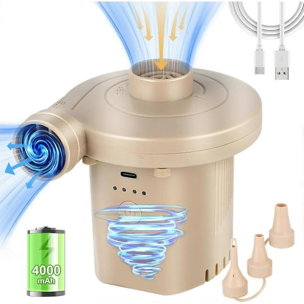 Electric Air Inflator - 4000mAh Electric Air Inflator, 50W High Power Air Mattress Inflator, Portable Air Pump with Battery, Inflatable Pool Inflator