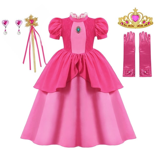 Vestido de princesa de melocotón para niñas, traje de Cosplay de Margarita Rosalina, Con cómic, para fiesta de Halloween