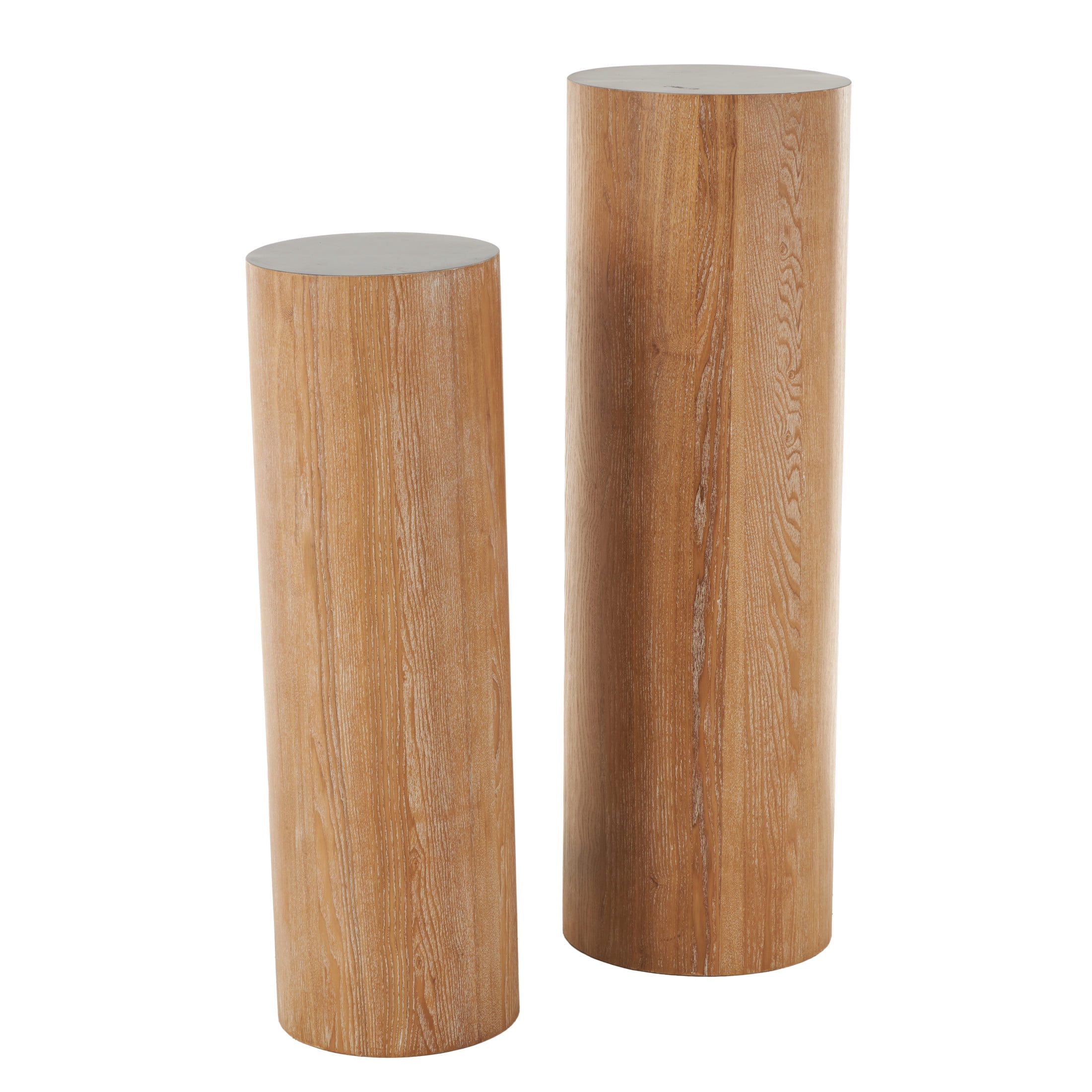 DecMode 40", 34"H Brown Wood Handmade Pedestal Pedestal Table, 2-Pieces