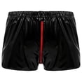 thumbnail image 2 of Men Shiny Leather Boxer, Sexy Open Crotch, Glossy PVC Leather, Wetlook Latex Short Pants, 2 of 4