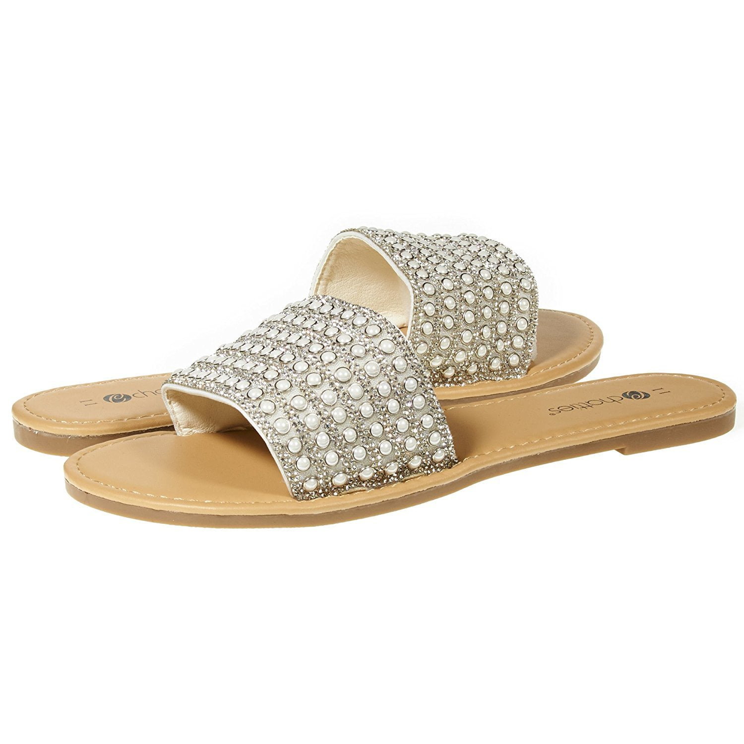 Chatties - Chatties By Sara Z Womens Open Toe Crystal Rhinestone Pearl ...