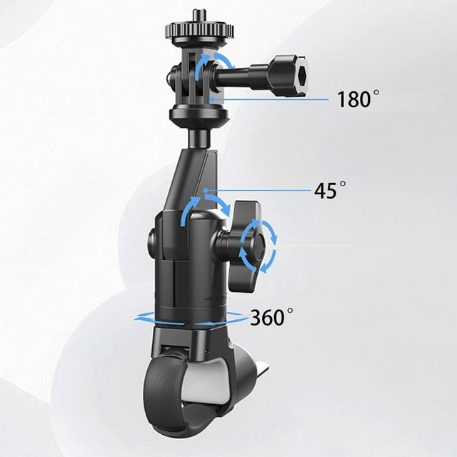 Soporte para cámara de acción de motocicleta, ángulo de visión ajustable, utilidad, seguro, cierre de rosca, ligero, resistente, giratorio 360 grados.
