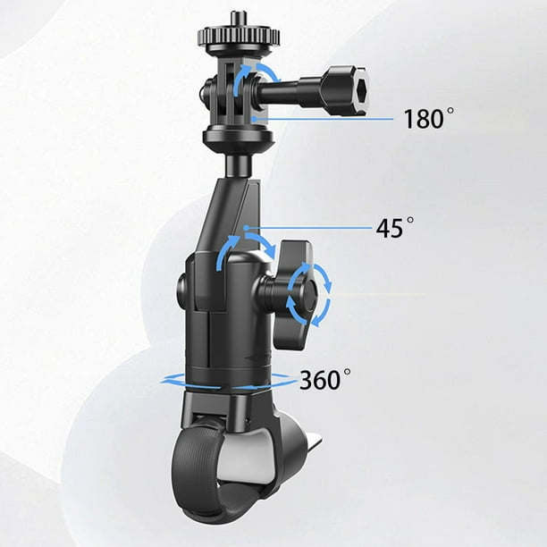 Soporte para cámara de acción de motocicleta, ángulo de visión ajustable, utilidad, seguro, cierre de rosca, ligero, resistente, giratorio 360 grados.
