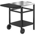 thumbnail image 1 of Outsunny Outdoor Grill Dining Cart with Stainless Steel Top and Foldable Side Table, BBQ Movable Pizza Oven Stand Food Prep Table Trolley with Hooks Shelf Cover, Black, 1 of 7