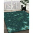 thumbnail image 3 of Ahgly Company Machine Washable Indoor Round Transitional Dark Cyan Green Area Rugs, 4' Round, 3 of 7