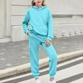 thumbnail image 5 of HAOTAGS Teen Girls 2 Piece Sweatsuits(4-15), Long Sleeve Hoodie with Sweatpants Set Light Blue 3-4 Years, 5 of 6