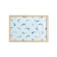 thumbnail image 1 of Sea Animals Wall Art with Frame, Leaping and Playing Dolphin Aquatic Life Animal Marine Theme, Printed Fabric Poster for Bathroom Living Room, 35" x 23", Turquoise Blue Navy, by Ambesonne, 1 of 2