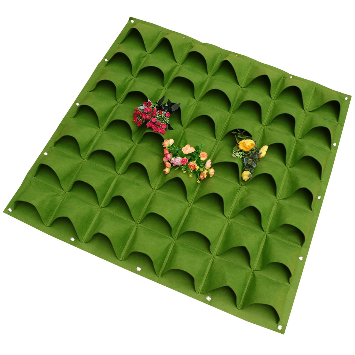 Masteelf Felt Vertical Hanging Planter with 12 Pockets for Wall Garden Indoors Outdoors Green 1mx1m Flat