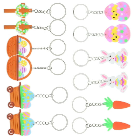 HAMPPLIES Easter Key Chain Pendant 12Pcs Assorted Color 10.0X4.5X0.2In for Purse and Backpack