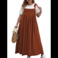 thumbnail image 1 of Vestido de Verano para Mujer, Talla Grande, Informal, Sin Mangas, con Tirantes Finos, para Playa Caqui 4XL, 1 of 7