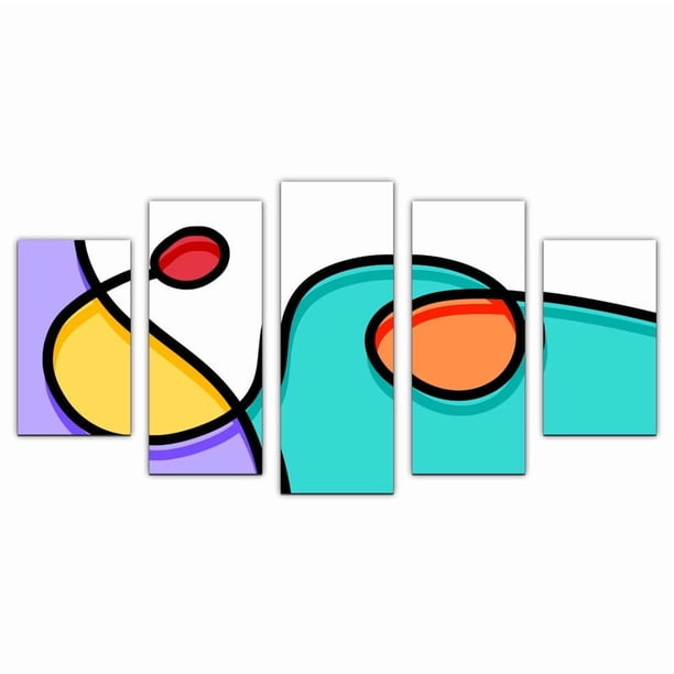 Cuadro decorativo abstracto formas coloridas juego de 5 piezas 150x80 cm ideal para sala oficina recámara o espacio moderno