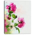 thumbnail image 2 of Purple Roses with Green Leaves - Floral Canvas Art Print, 2 of 3