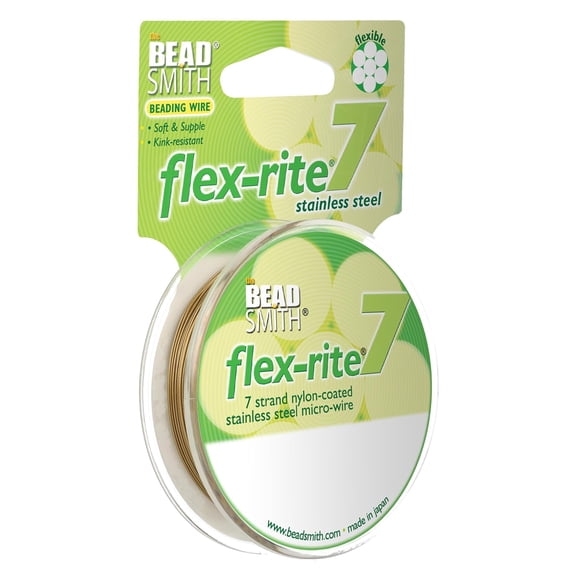 The Beadsmith Flex-Rite Beading Wire - 7-Strand, 0.018" (0.45 mm) Dia, Bronze, 30 ft