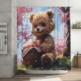 thumbnail image 5 of Rateoe Romantic Floral Bear Shower Curtain - Fancy Bathroom Shower Curtain Sets - Waterproof Shower Curtain with Hooks with 12 Plastic Hooks 72x72 Inches, 5 of 5