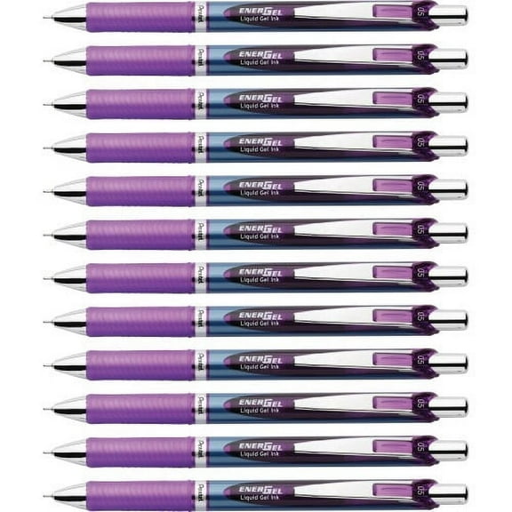 Pentel Needle Tip Liquid Gel Ink Pens 0.5 mm Pen Point Size - Needle Pen Point Style - Refillable - Retractable - Violet Liquid Gel Ink Ink - 12 / Dozen