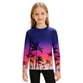thumbnail image 4 of lnmuld Kids Sun Protection Shirt Boys Girls Long Sleeve Rash Guard UPF 50+ UV Swim Shirt Unisex Toddler Youth Print Tee Purple,5-6 Years, 4 of 6