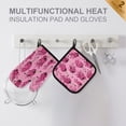 thumbnail image 3 of Heat-Resistant Reversible Oven Mitts and Pot Holders Set Double-Sided Insulated Gloves Kitchen Home Supplies Pink Flames Pattern, 3 of 5