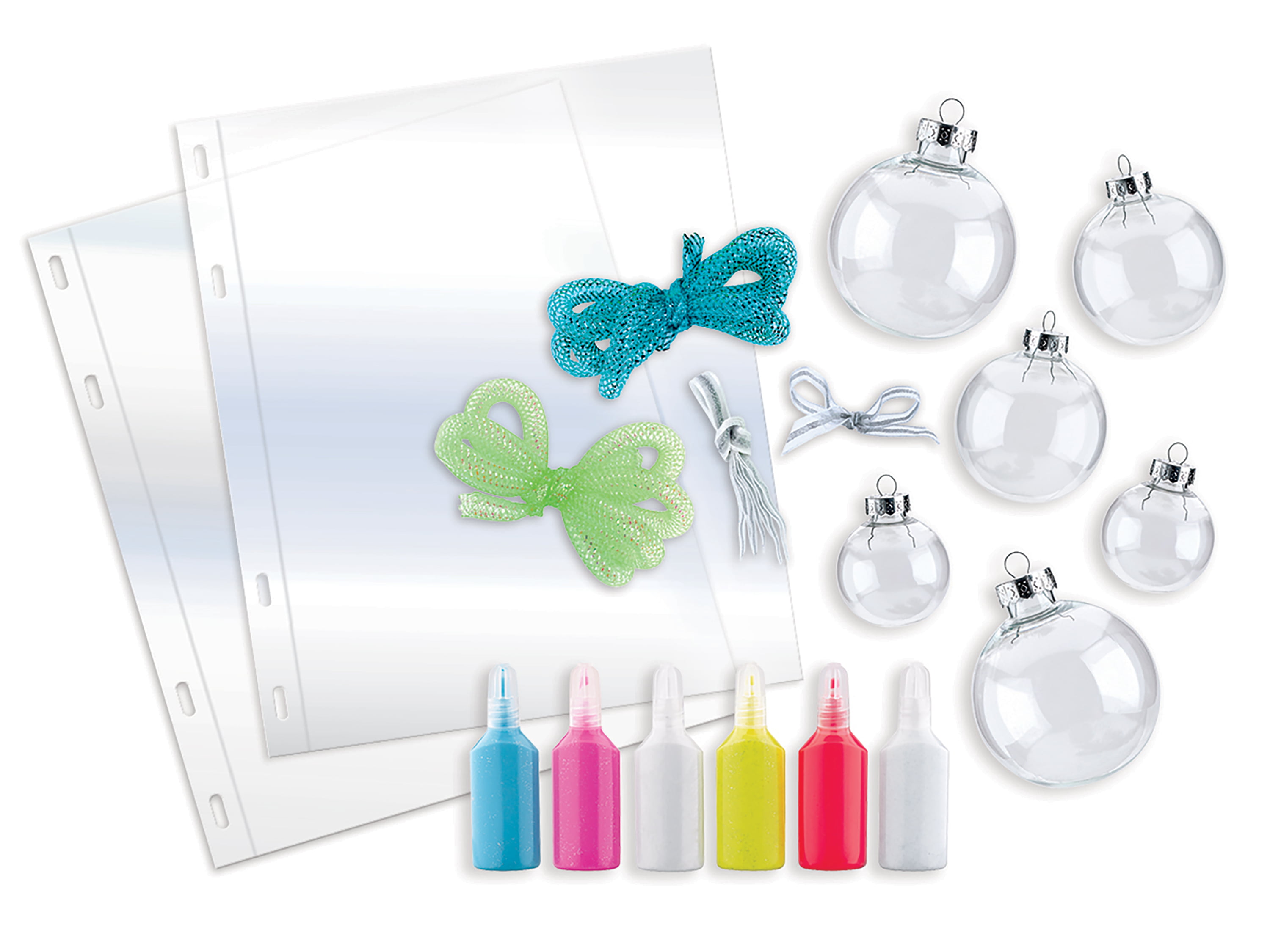 Hampton Art Paint Pour Ornament Kit - 6pc Clear Plastic Ornaments - Acrylic  Paints & Ribbons Included - DIY Craft Kit for Adults in the Craft Supplies  department at