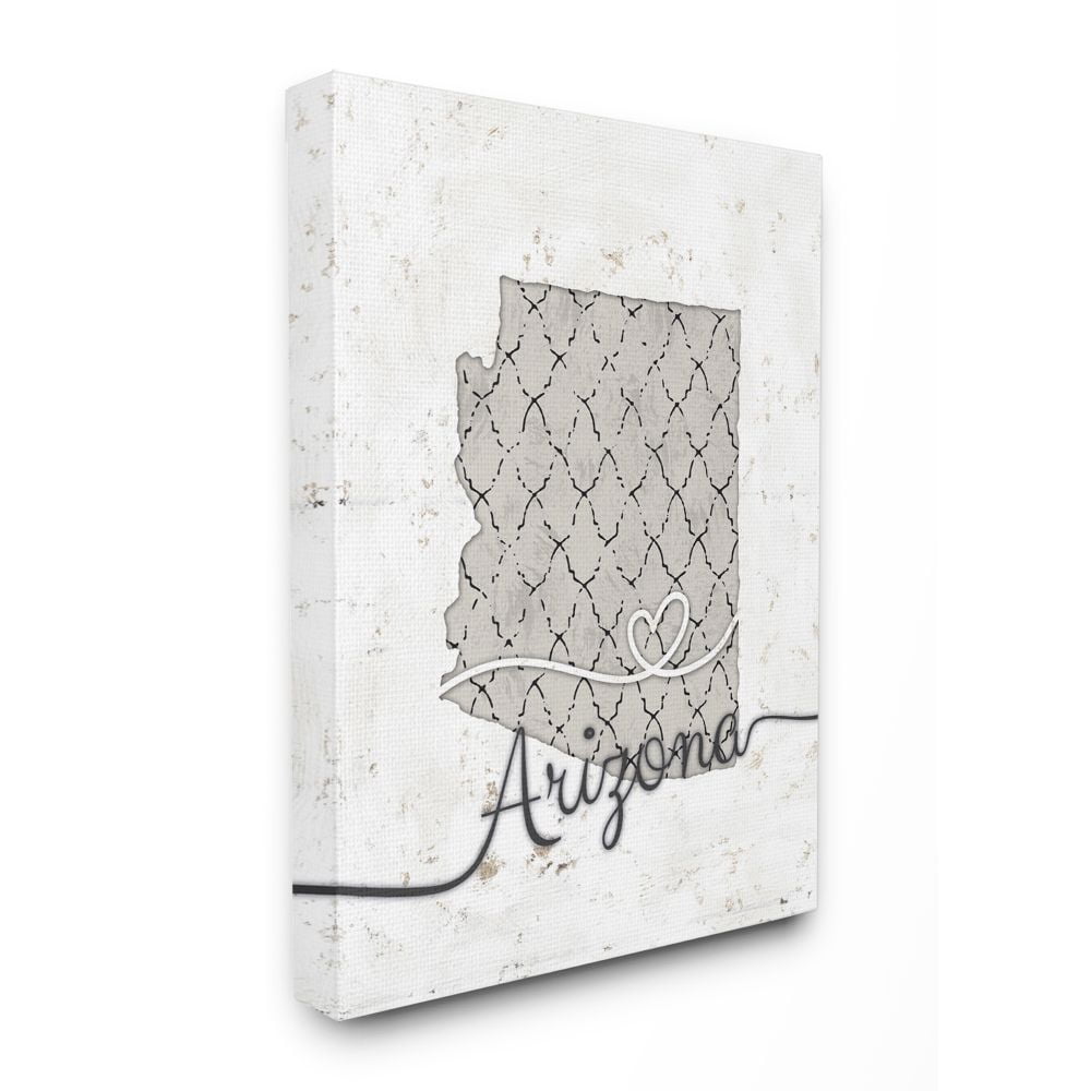 Stupell Industries Arizona Patterned Grey US State Design Canvas Wall Art by Ziwei Li