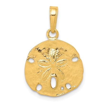 Real 14kt Yellow Gold Polished Sand Dollar Pendant; for Adults and Teens; for Women and Men