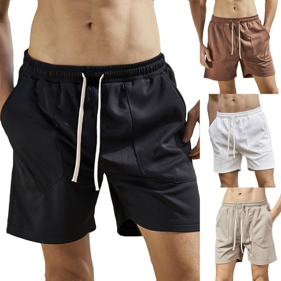 Men's Casual Elastic Drawstring Shorts, Joggers, Swim Trunks Slim Fit Lightweight Quick Dry Breathable Stretchy Gym Workout Running Beach Vacation Summer Daily Activewear