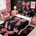 thumbnail image 3 of Meiyoeat Girly Pink Bow Twin Sheets 3pcs for Teens, Sparkle Glitter Print Bedding for Bedroom, 3 of 6