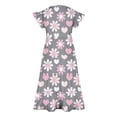 thumbnail image 4 of Zpanxa Robes Florales pour Filles Été Manches Courtes Manches Volantées Col Rond Imprimé de Fleurs Taille Poche Robe Superposée Polyester Spandex Multicolore 6-7 Ans, 4 of 5