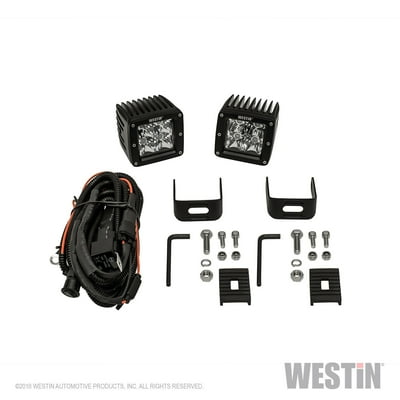 Westin 09-12200B-PR HyperQ LED Auxiliary Light; Pair; 3.2 x 3 in. 5W Cree Flood Beam