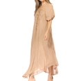 thumbnail image 3 of Sakkas Lilia Embroidered Lace Up Bodice Relaxed Fit Maxi Sun Dress - A-Oatmeal - One Size Regular, 3 of 5